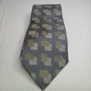 Pronto Uomo Tie Necktie Men Silk Geometric Pattern Green Silver